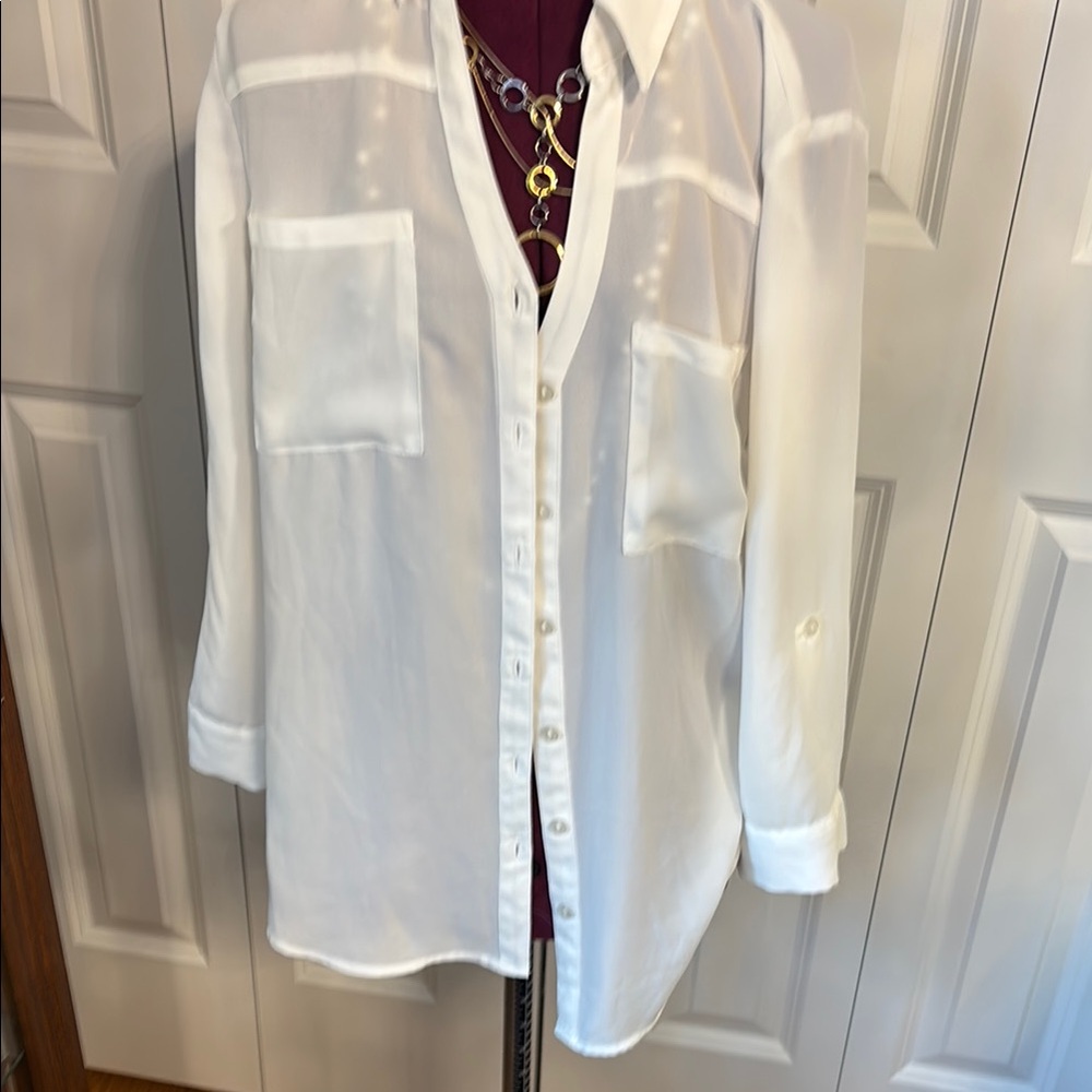 by & by White Sheer Blouse